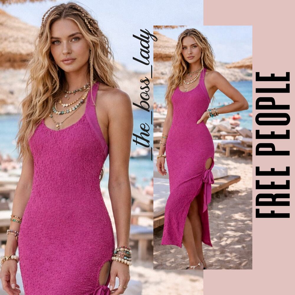 Free People Free-est midi dress side slit cutout stretchy Medium